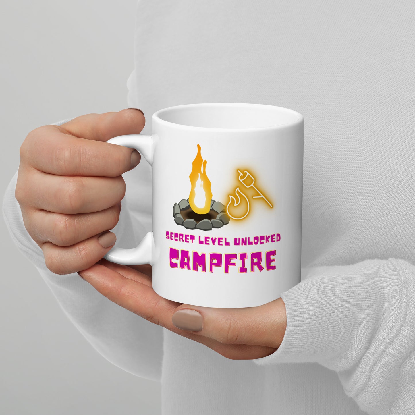 Indie Music Hunt Campfire White Glossy Mug