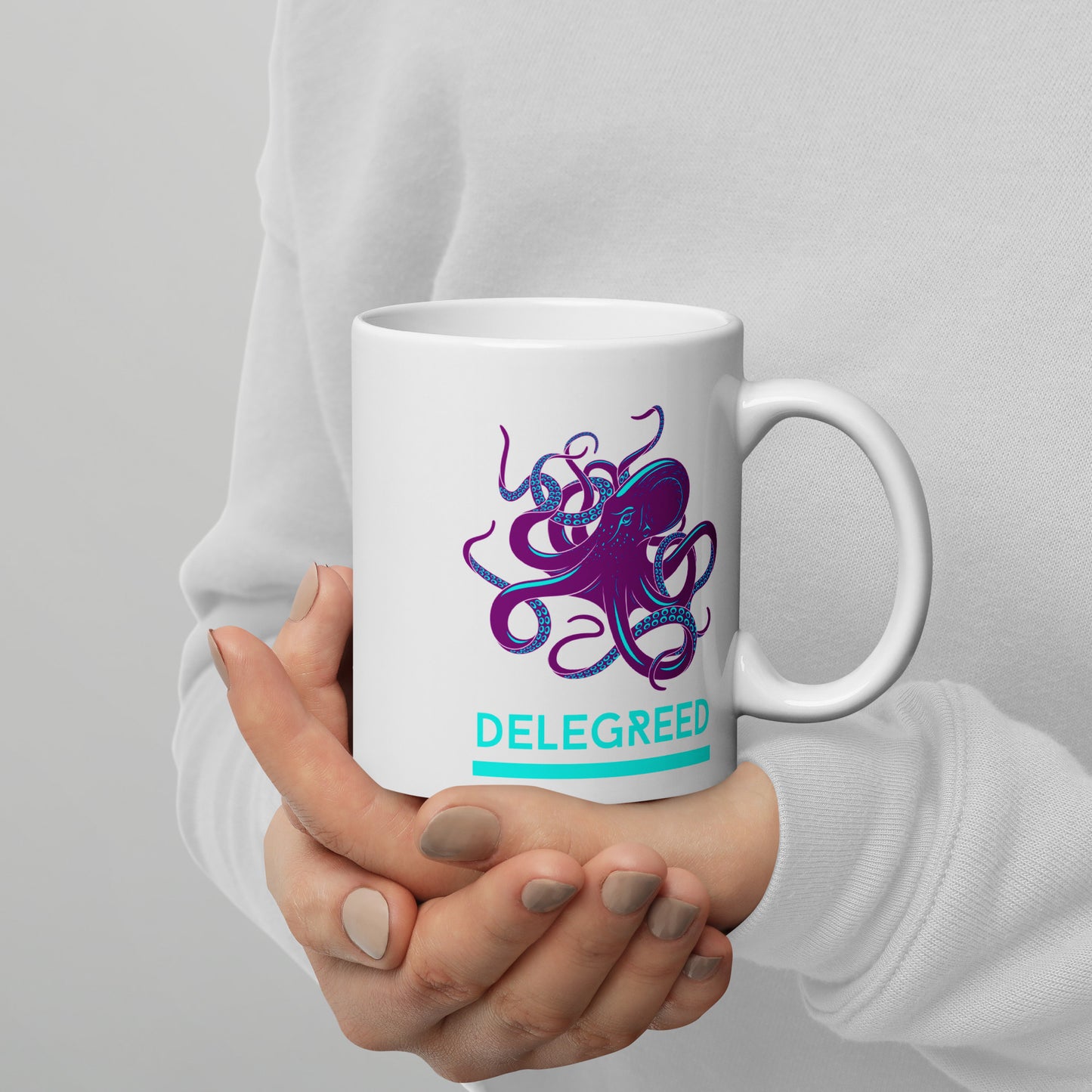 De Le Greed Octopus White Glossy Mug