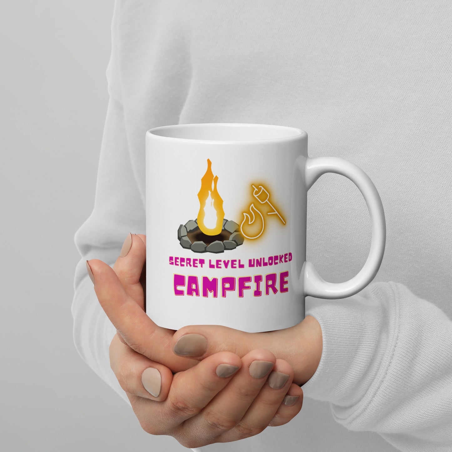 Indie Music Hunt Campfire White Glossy Mug