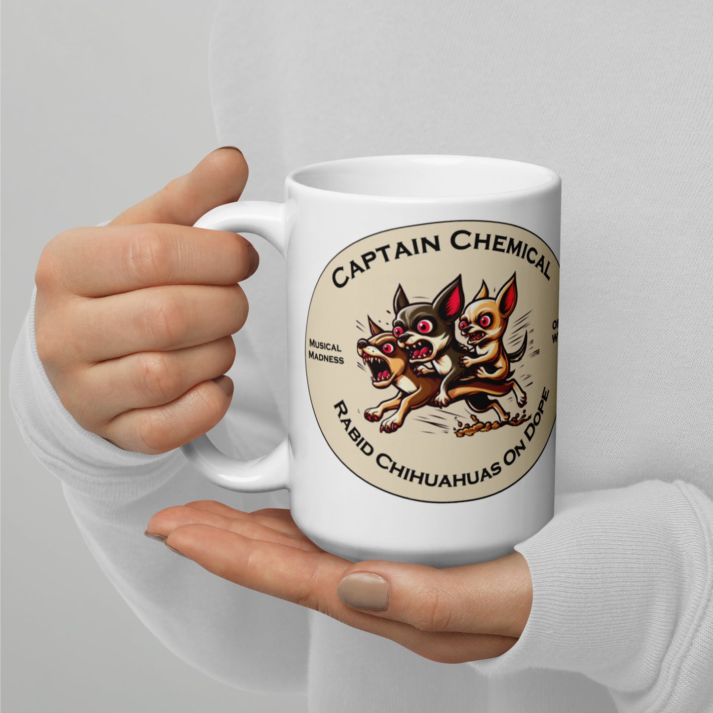 Captain Chemical Chihuahuas Glossy White Mug