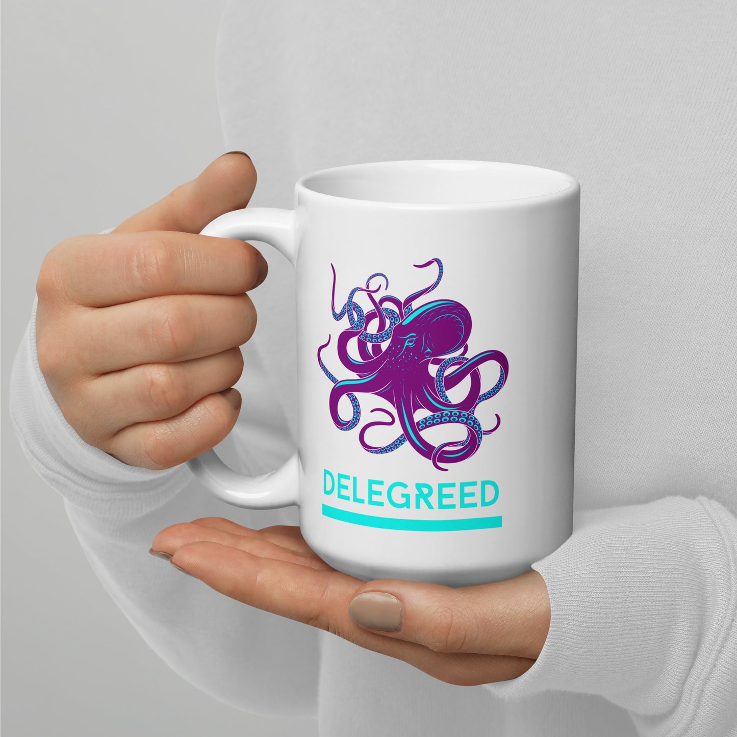 De Le Greed Octopus White Glossy Mug